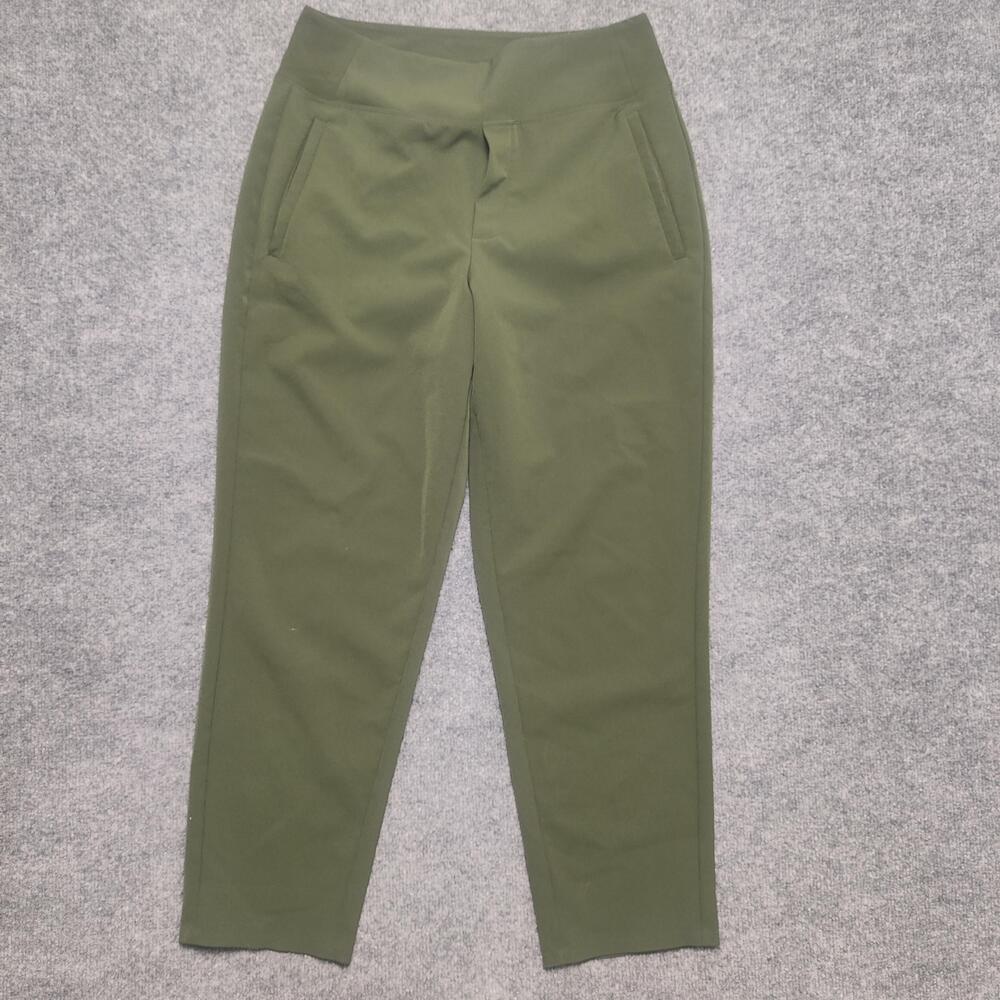 Athleta Pants Womens 8 Green Ankle Pull On Slim Stretch Pockets Travel Casual